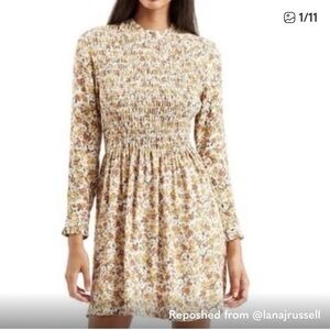 Topshop Muted Floral Smocked Dress. size 12